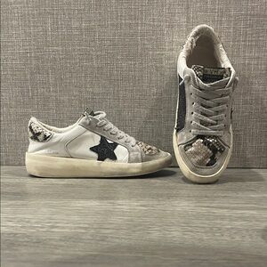 Vintage Havana original White Sneakers with Black Star & Snake-Print Panels